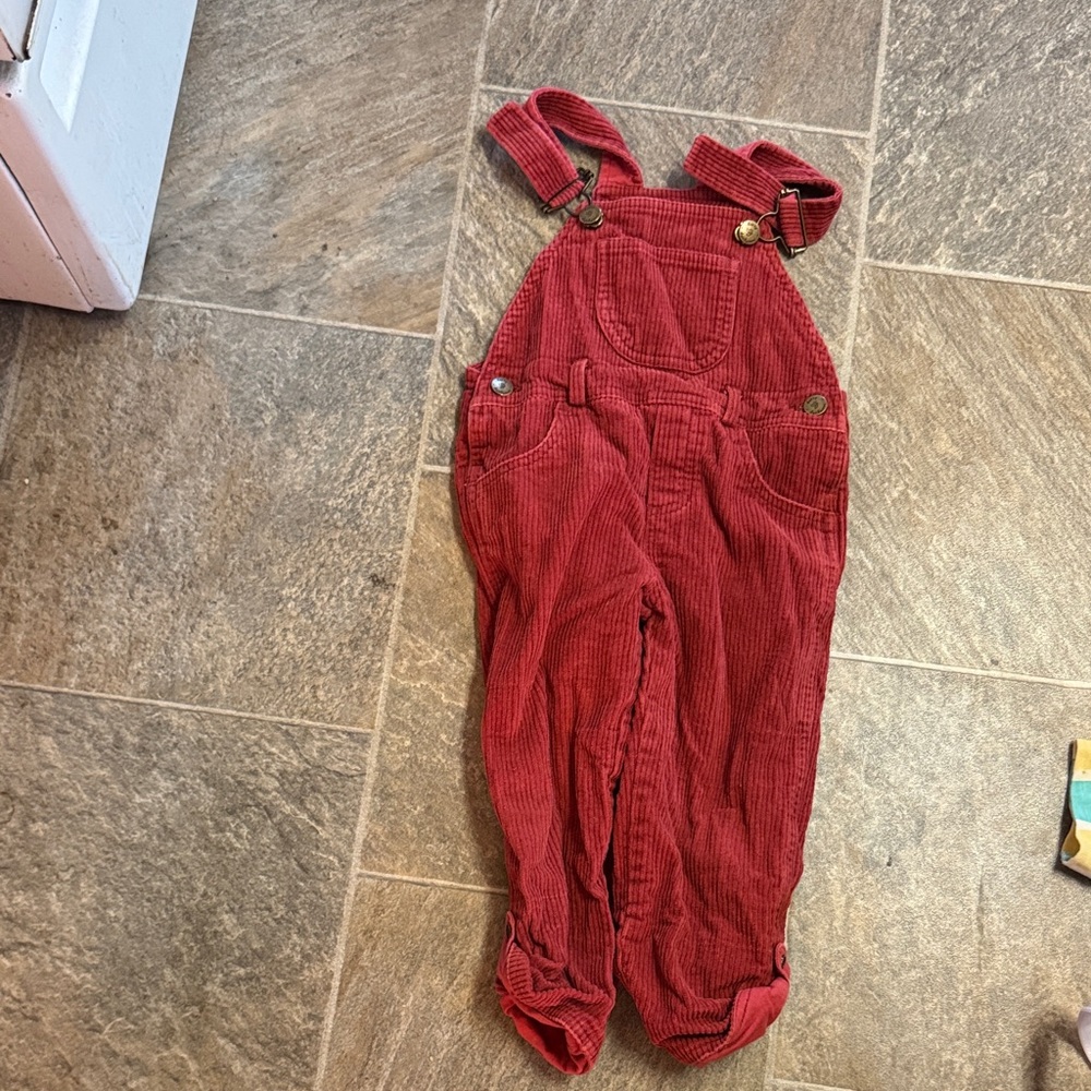 Red Corduroy Kids Overalls